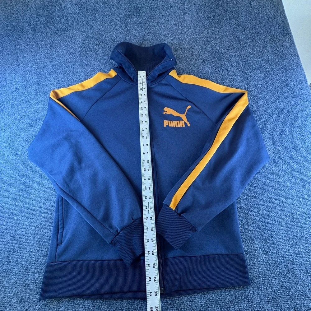 Puma Iconic T7 Track Jacket Mens Large Navy Blue Y2K Long Sleeve Full Zip Logo